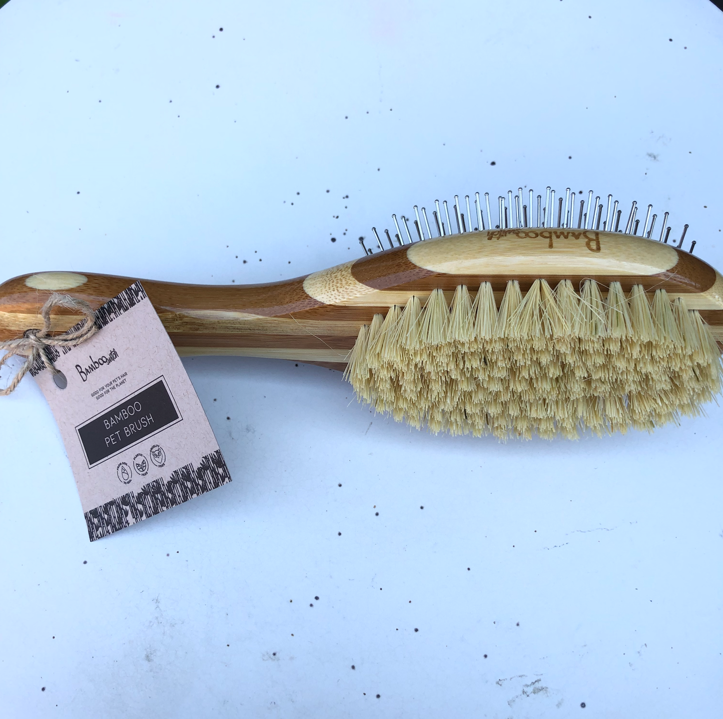 Bamboo Dog Grooming Brush | Double-Sided Pin & Bristle Tool