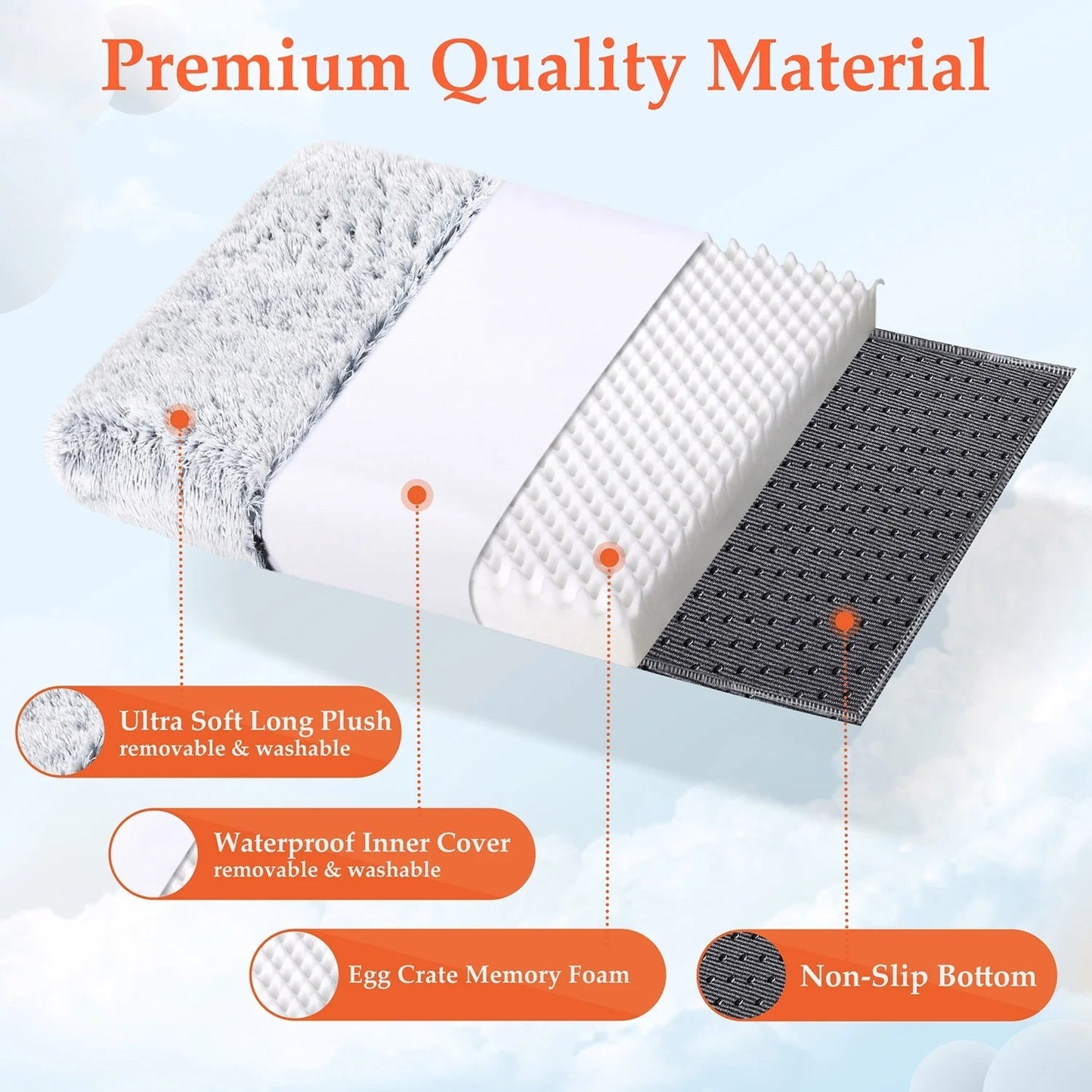 Dog Crate Bed | Orthopedic Egg Crate Foam | Gray