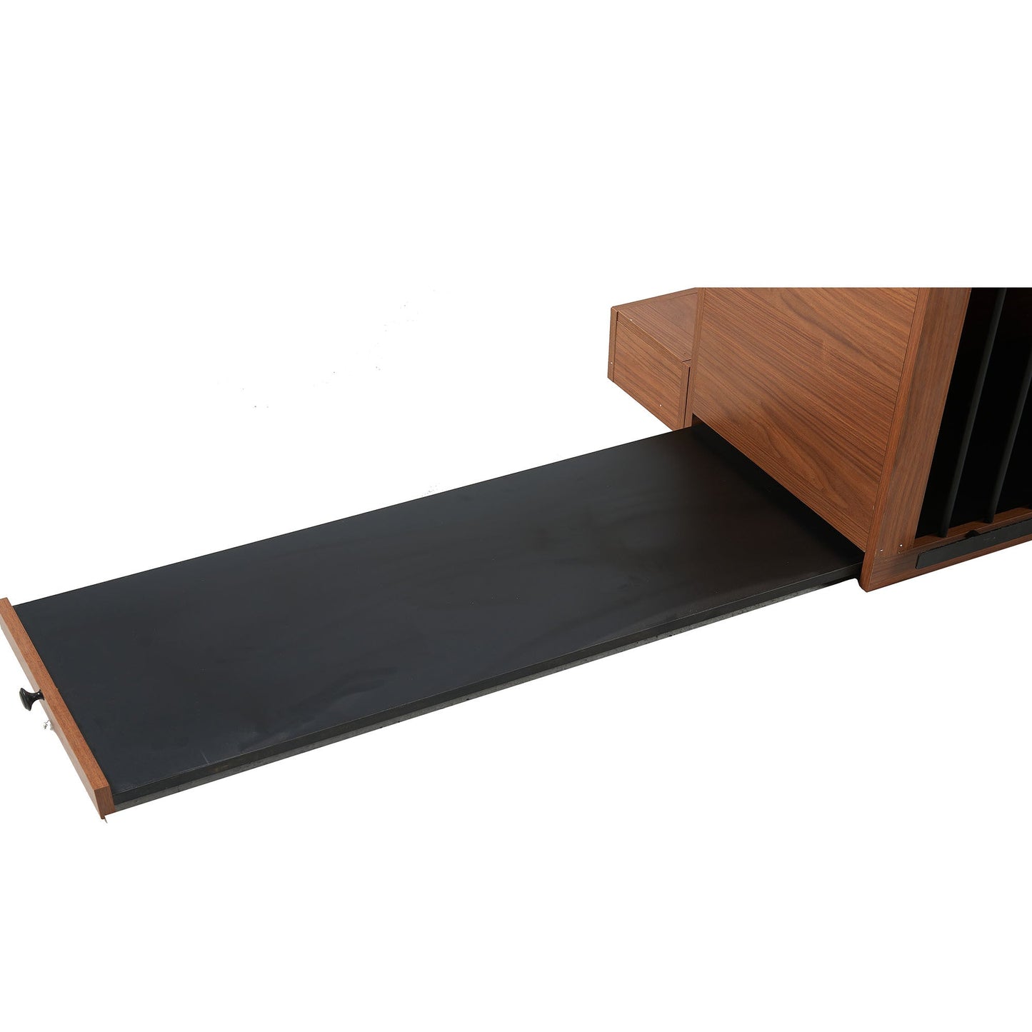 56" Furniture Style Dog Crate with Bench | Sliding Barn Door Kennel (Walnut)
