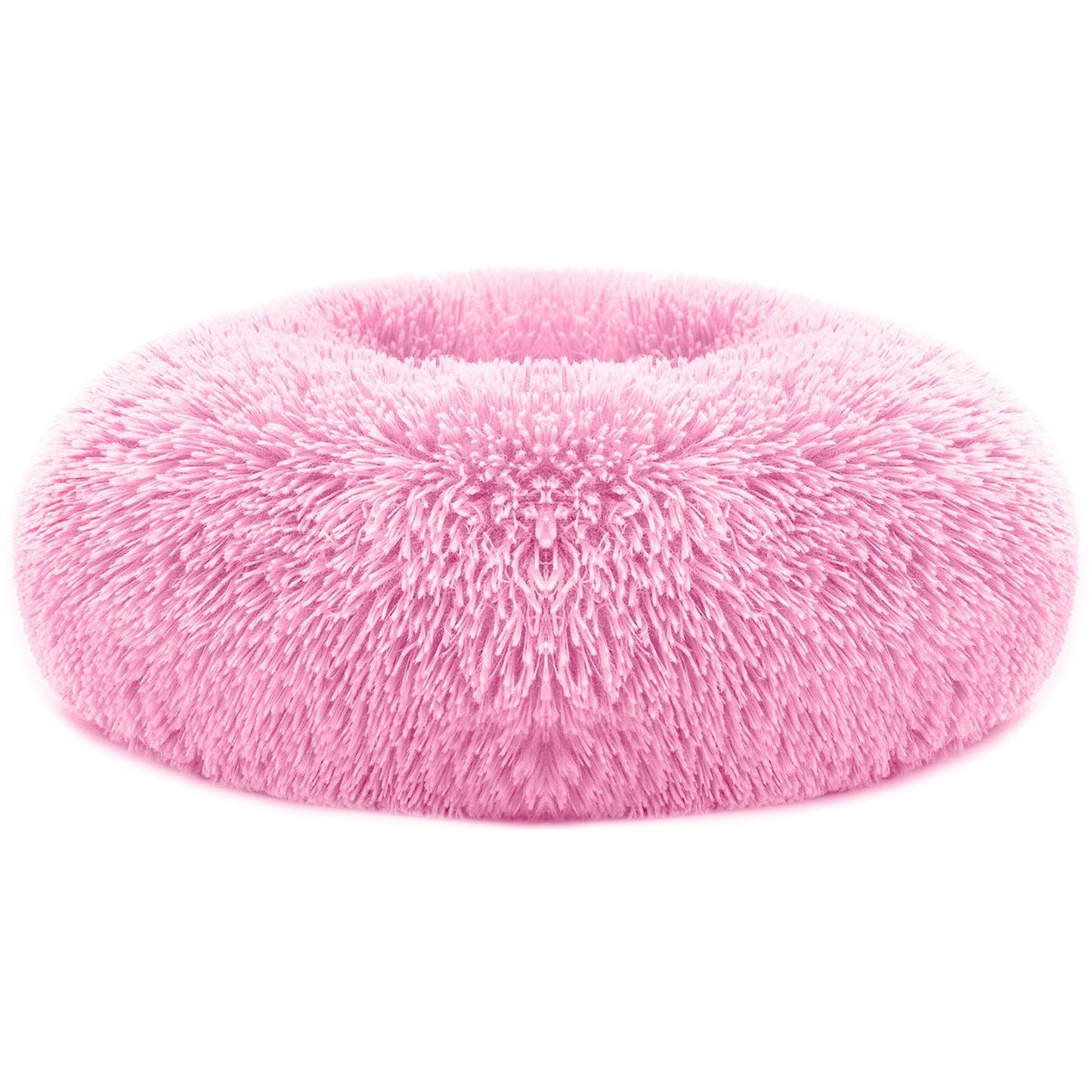 Calming Dog Bed | Pink Plush Pet Donut | Large