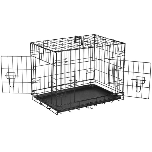 30 Inch Folding Dog Crate | Double Door Dog Cage with Divider