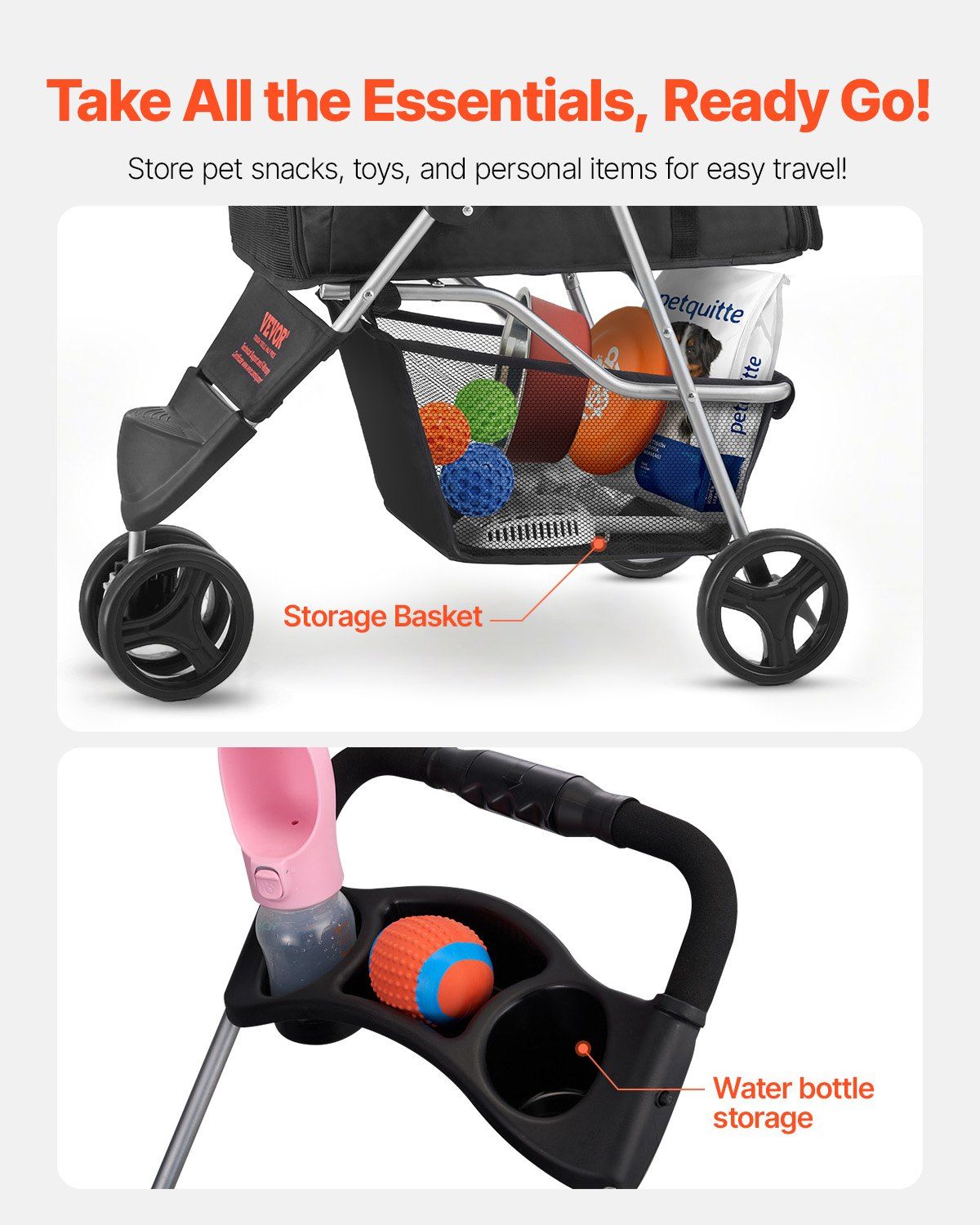 3-Wheel Pet Stroller : Foldable Dog & Cat Stroller for Pets up to 35lbs