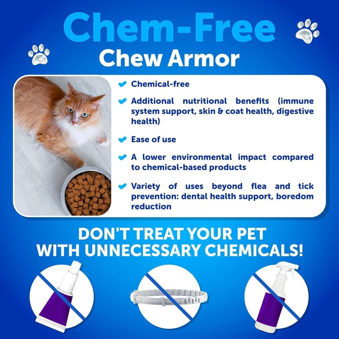 Natural Flea and Tick Prevention for Cats: Daily Multivitamin Soft Chews | 135 Count