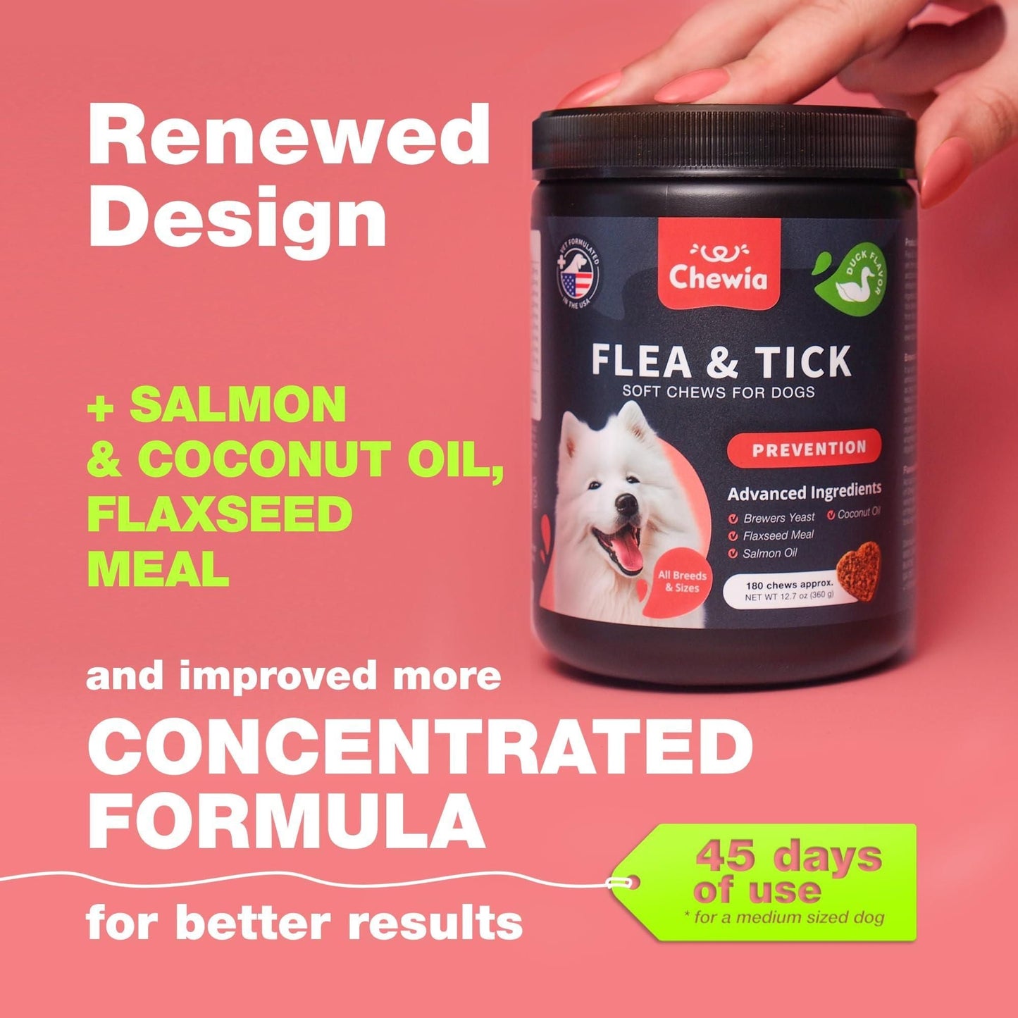 Dog Flea and Tick Treatment Chews: Natural Prevention and Immune Support | 120 Count