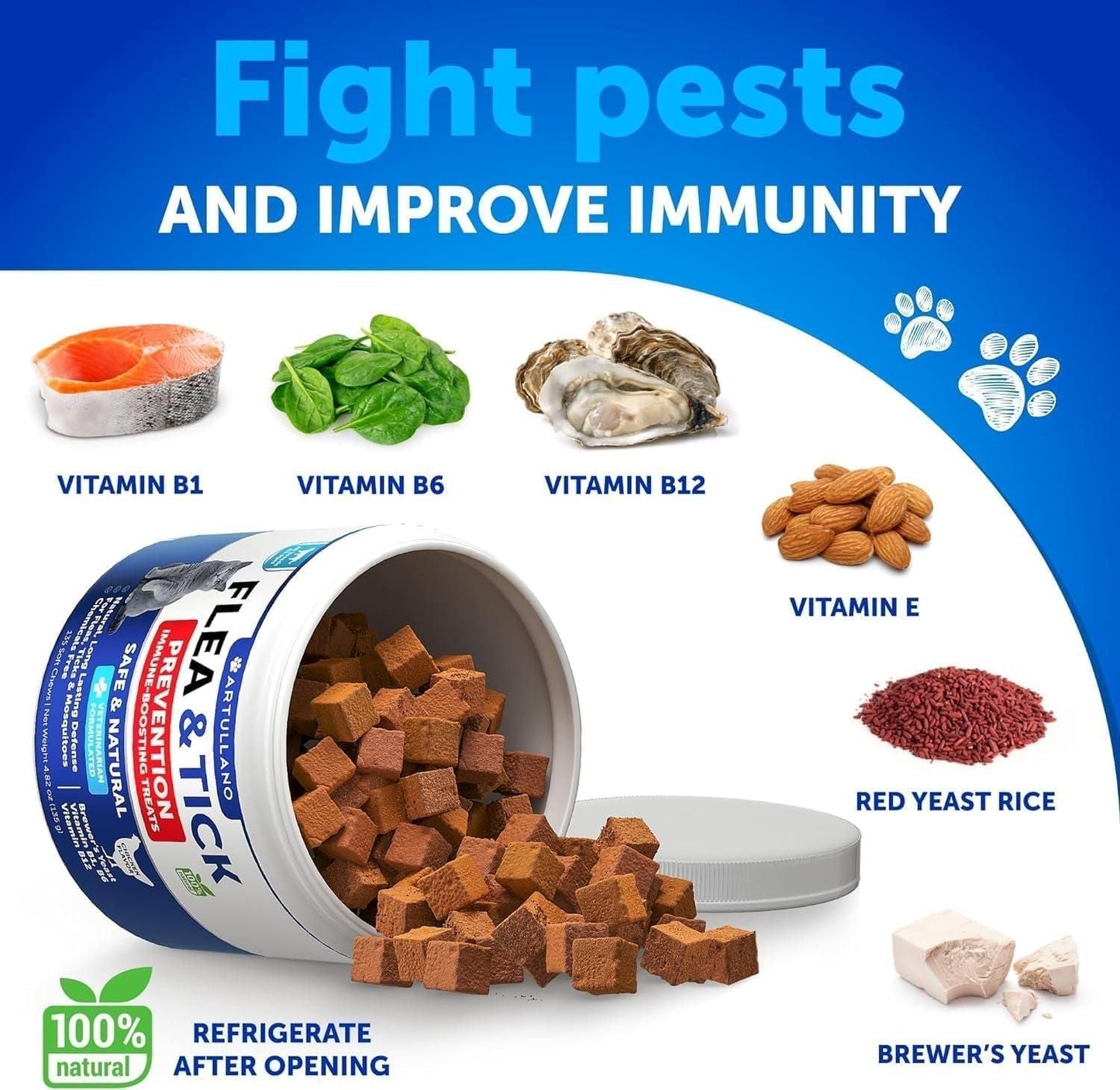 Natural Flea and Tick Prevention for Cats: Daily Multivitamin Soft Chews | 135 Count