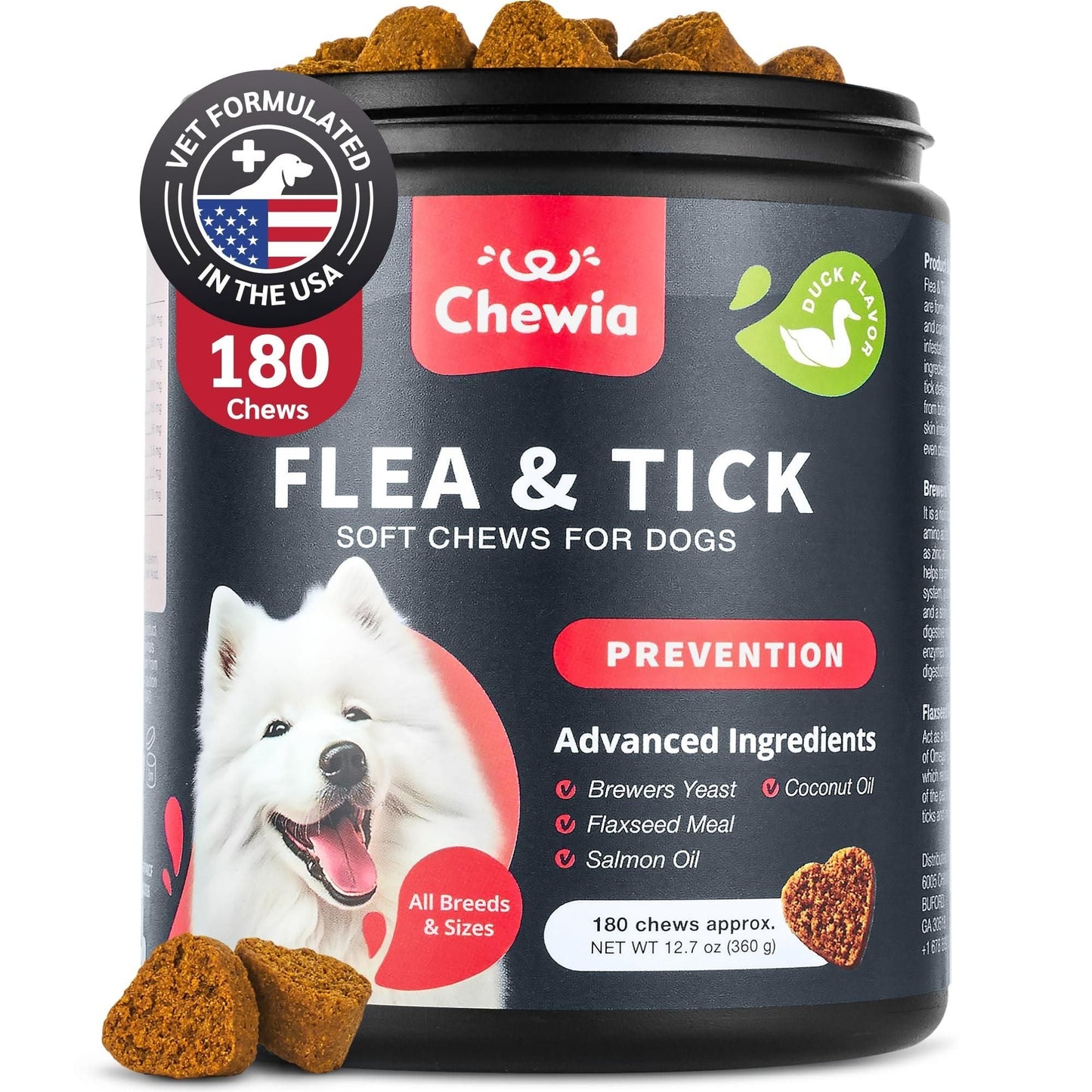 Dog Flea and Tick Treatment Chews: Natural Prevention and Immune Support | 120 Count