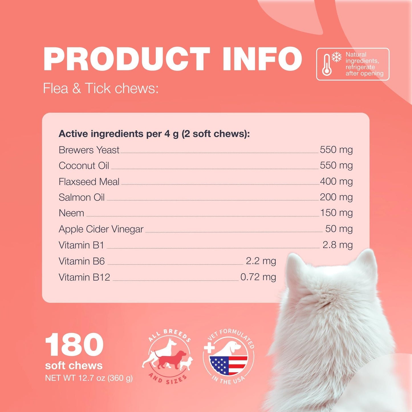 Dog Flea and Tick Treatment Chews: Natural Prevention and Immune Support | 120 Count