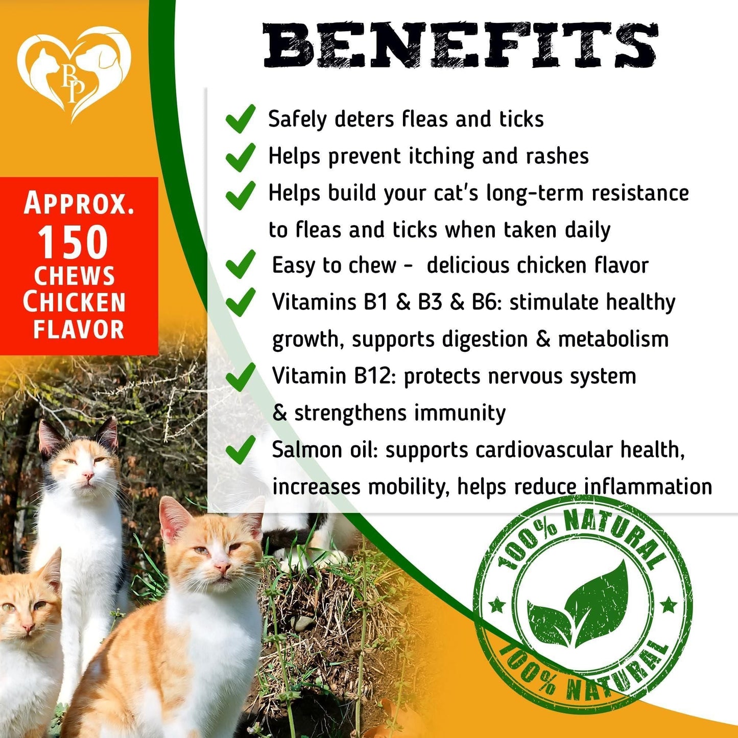 Chicken Flavored Flea and Tick Repellent Chewables for Cats and Dogs