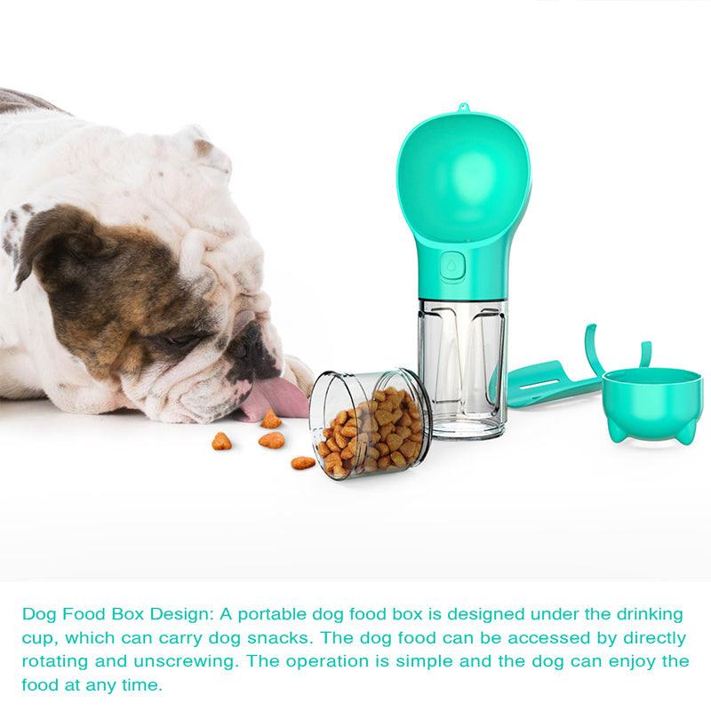 Portable Dog Water Bottle With Poop Bag Holder | 3-In-1