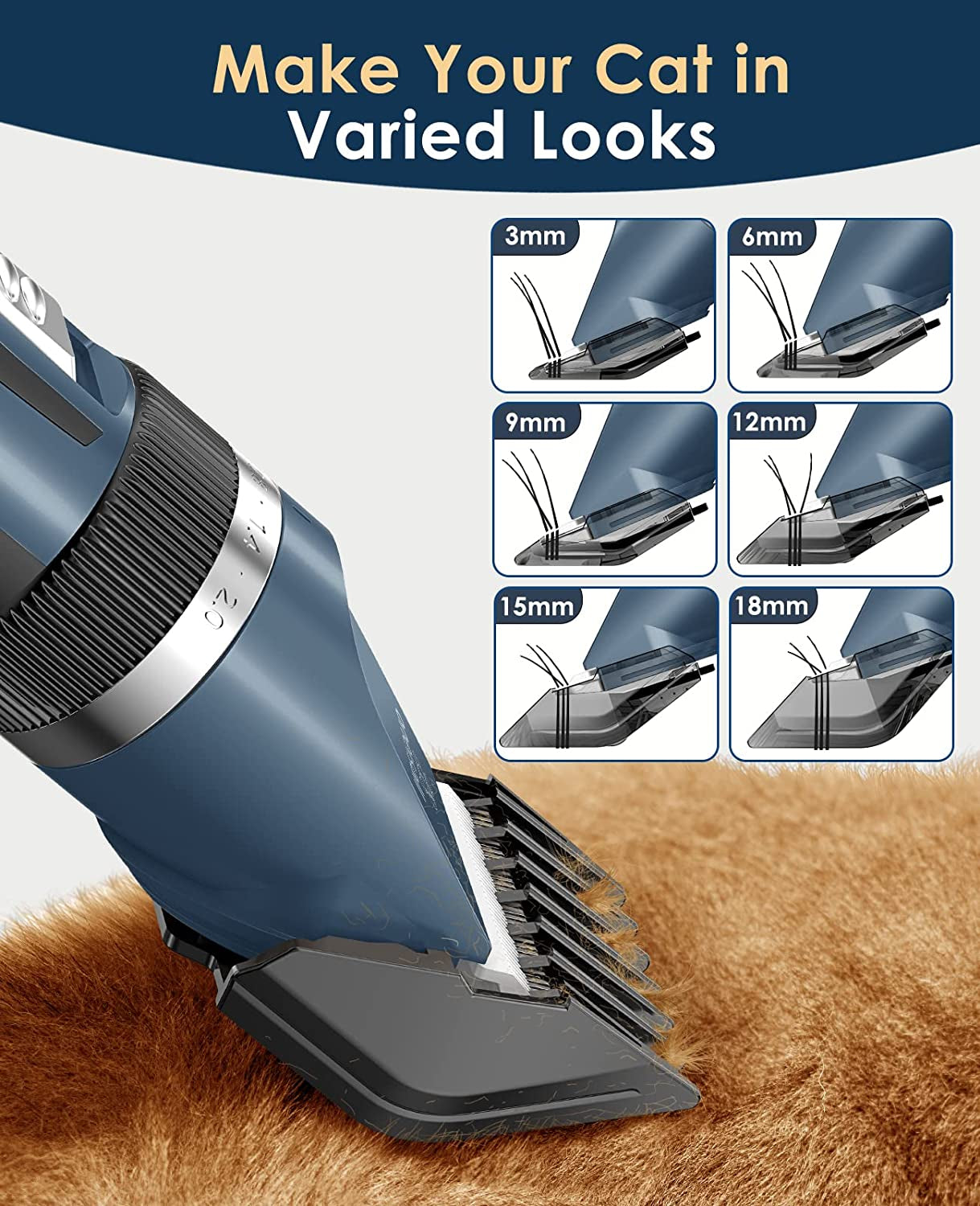 Cat Grooming Clippers with Guards, Oneisall Cordless Kit | Quiet Trims