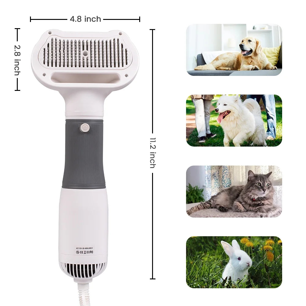 Portable Dog & Cat Grooming Dryer | 2-in-1  Blow Dryer Brush for Pets