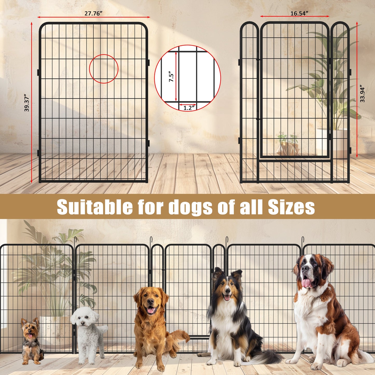 Dog Playpen and Puppy Exercise Fence | 16-Panel Heavy Duty Dog Exercise Pen
