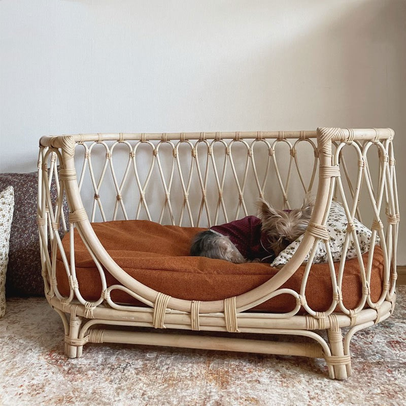 Handmade Rattan Dog Bed | Elevated Comfort & Boho Style Pet Couch