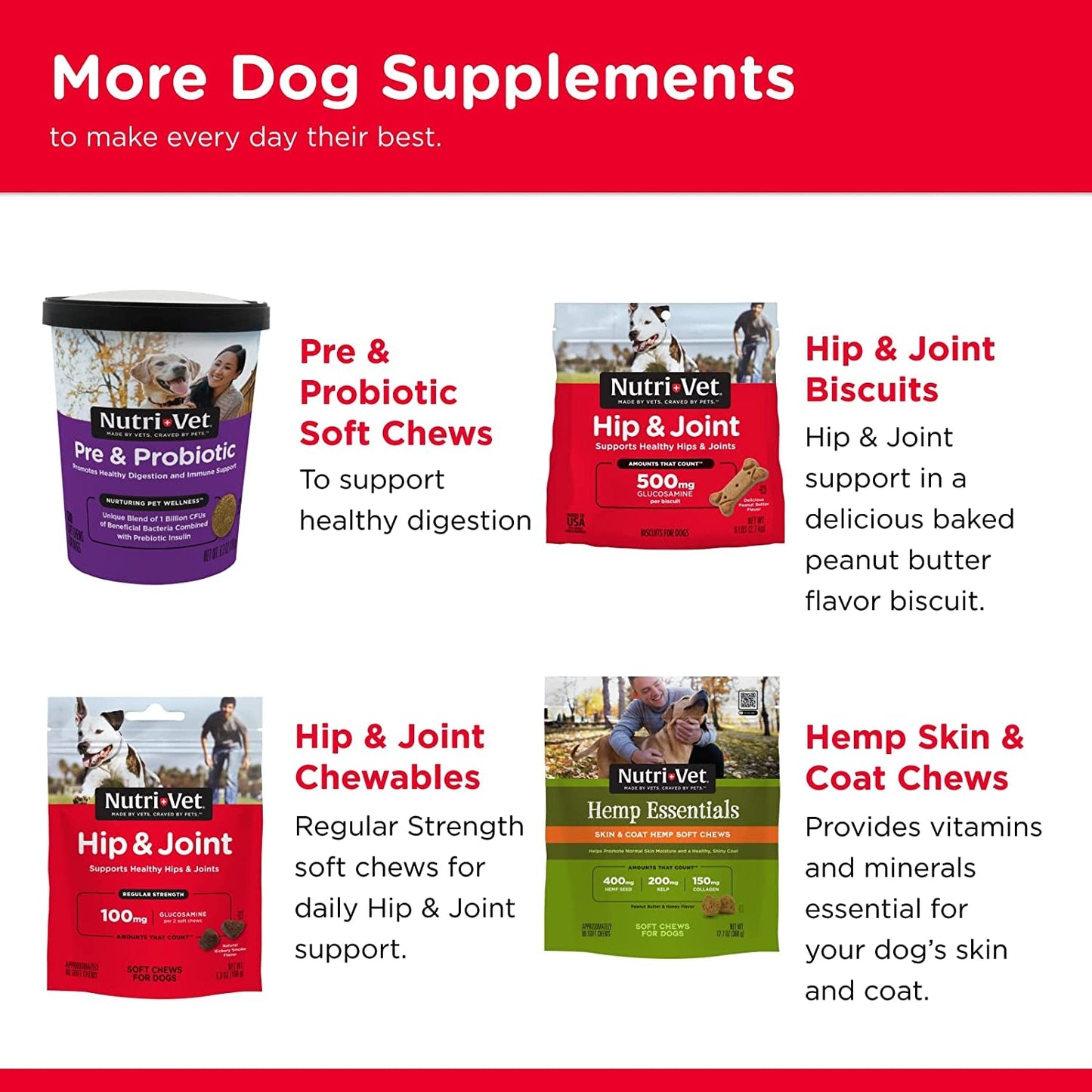Nutri-Vet Advanced Hip & Joint Support for Senior Dogs – Extra Strength Chewable Tablets