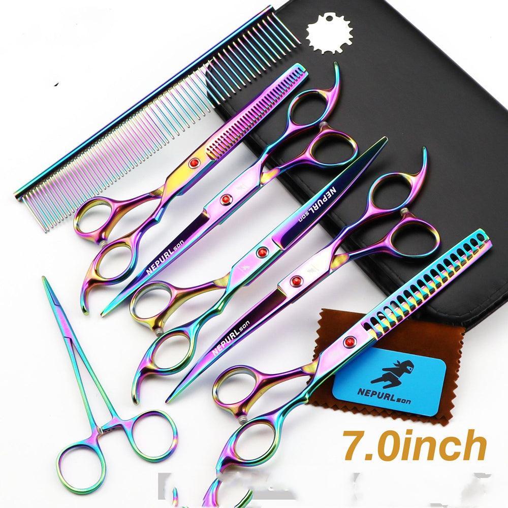 Professional 5-Piece Pet Scissors Set | Electroplating Color 5 Pack Pet Grooming
