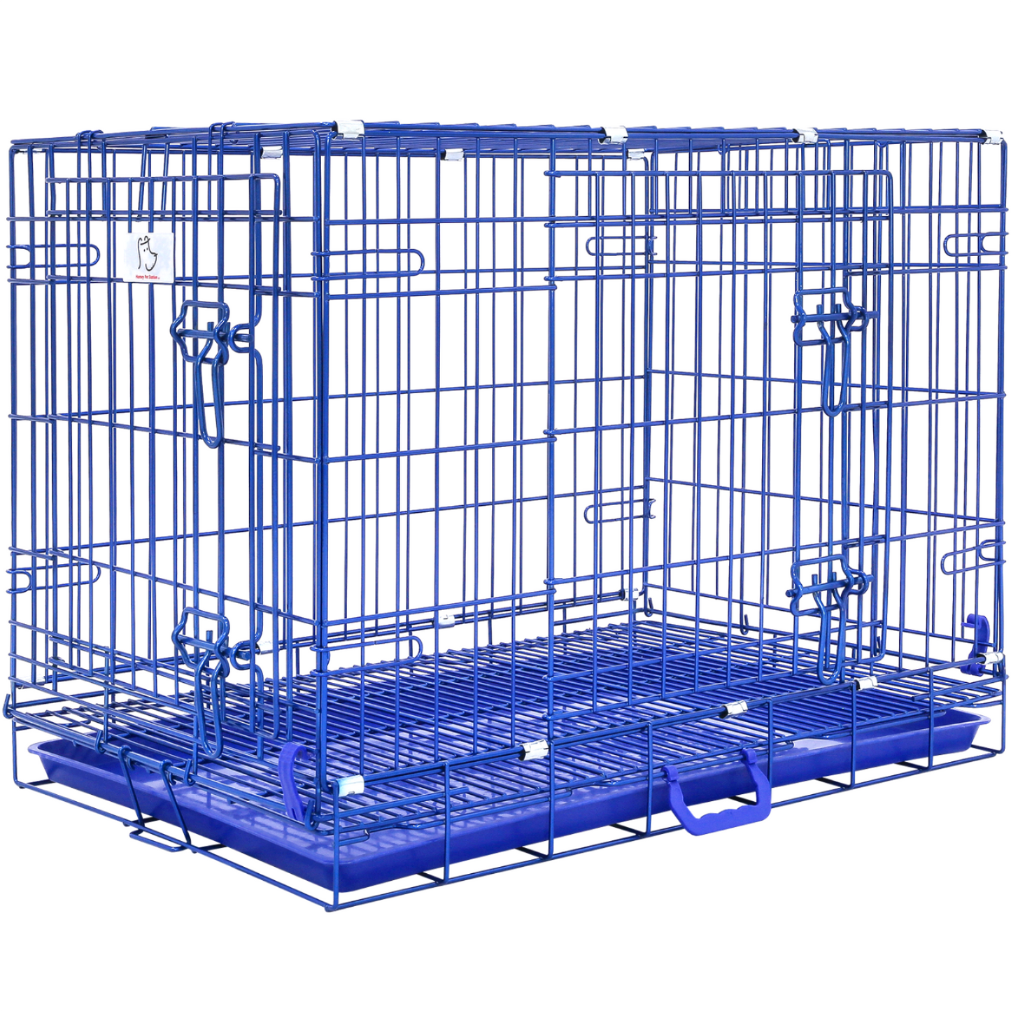 30" Collapsible Blue Dog Crate | Double Door Wire Kennel