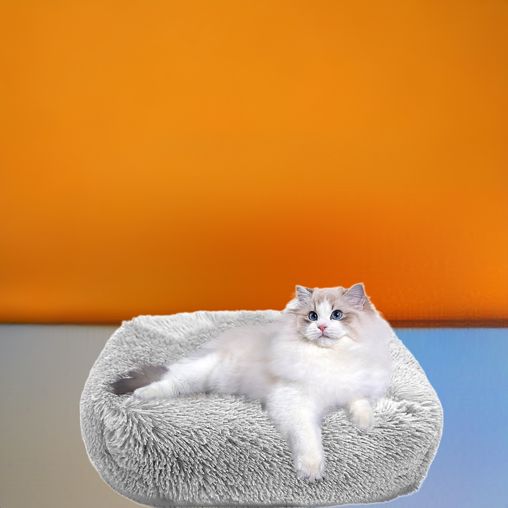 Plush Cat Bed for Indoor Cats & Small Dogs | 26" Washable Cushion