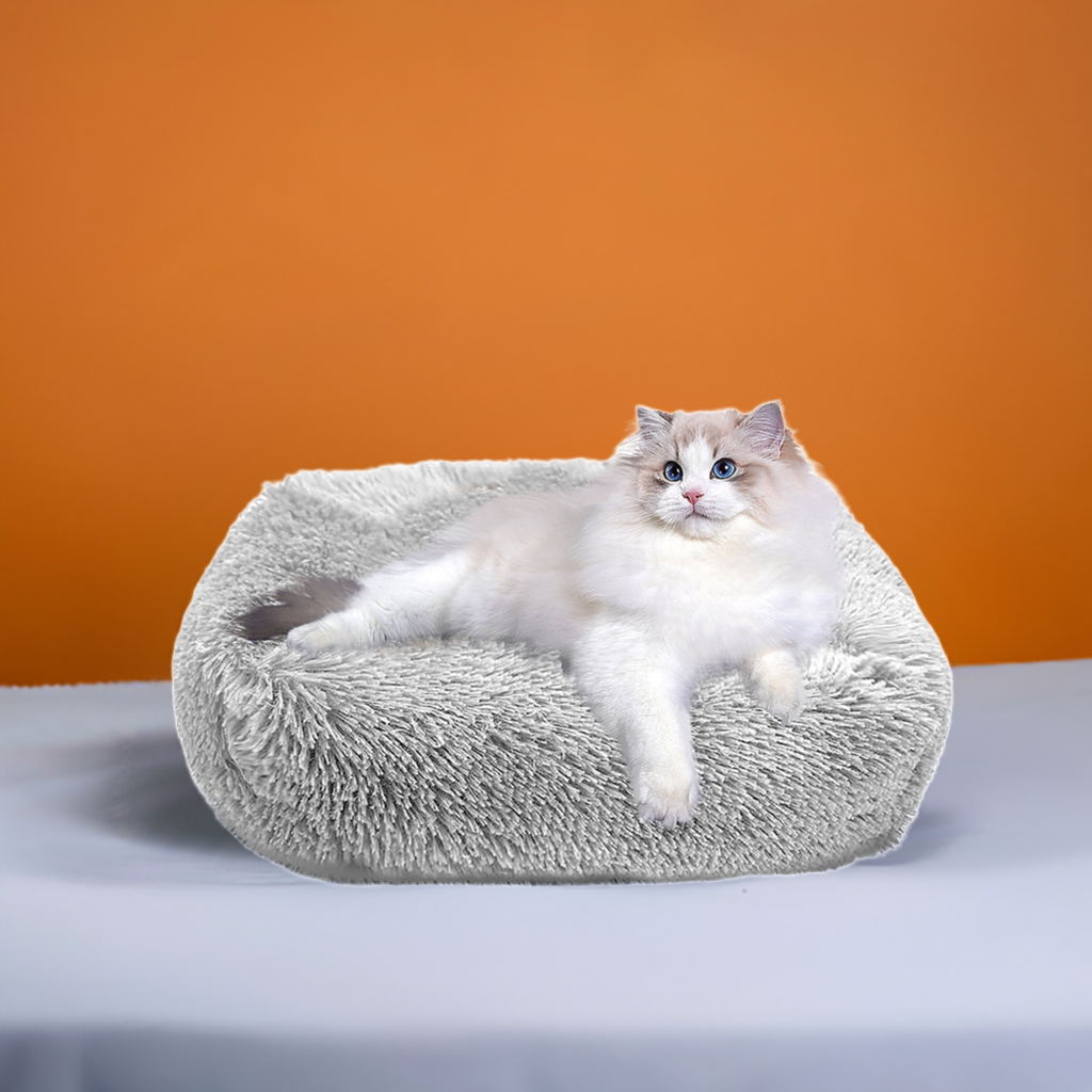 Plush Cat Bed for Indoor Cats & Small Dogs | 26" Washable Cushion