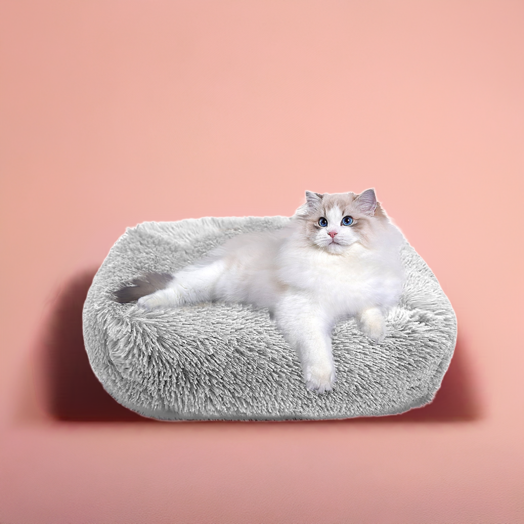 Plush Cat Bed for Indoor Cats & Small Dogs | 26" Washable Cushion