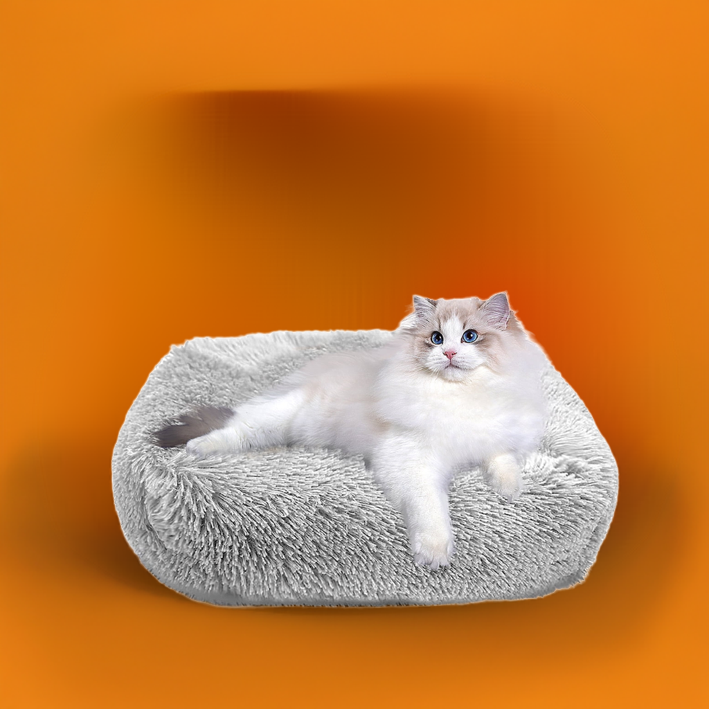Plush Cat Bed for Indoor Cats & Small Dogs | 26" Washable Cushion