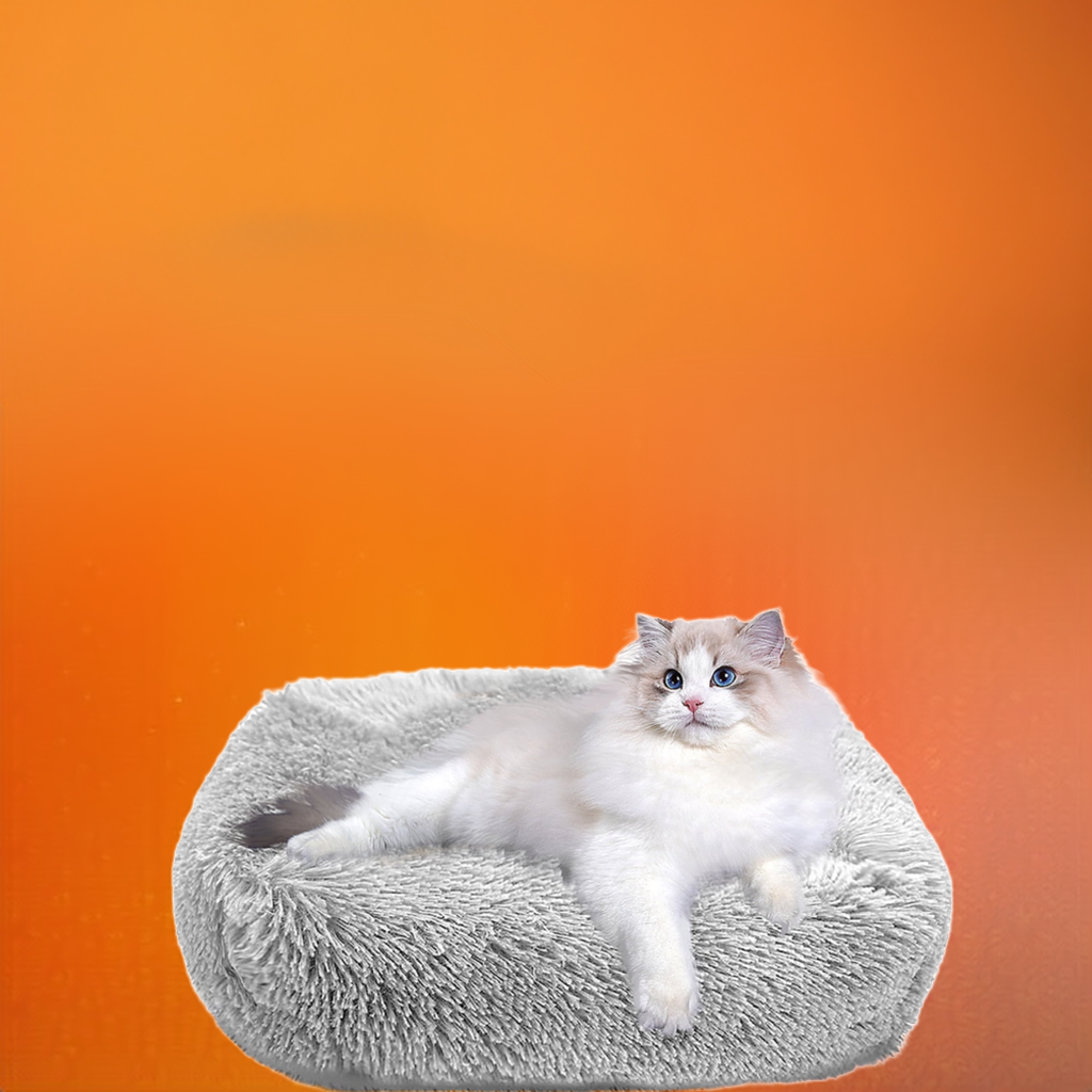 Plush Cat Bed for Indoor Cats & Small Dogs | 26" Washable Cushion