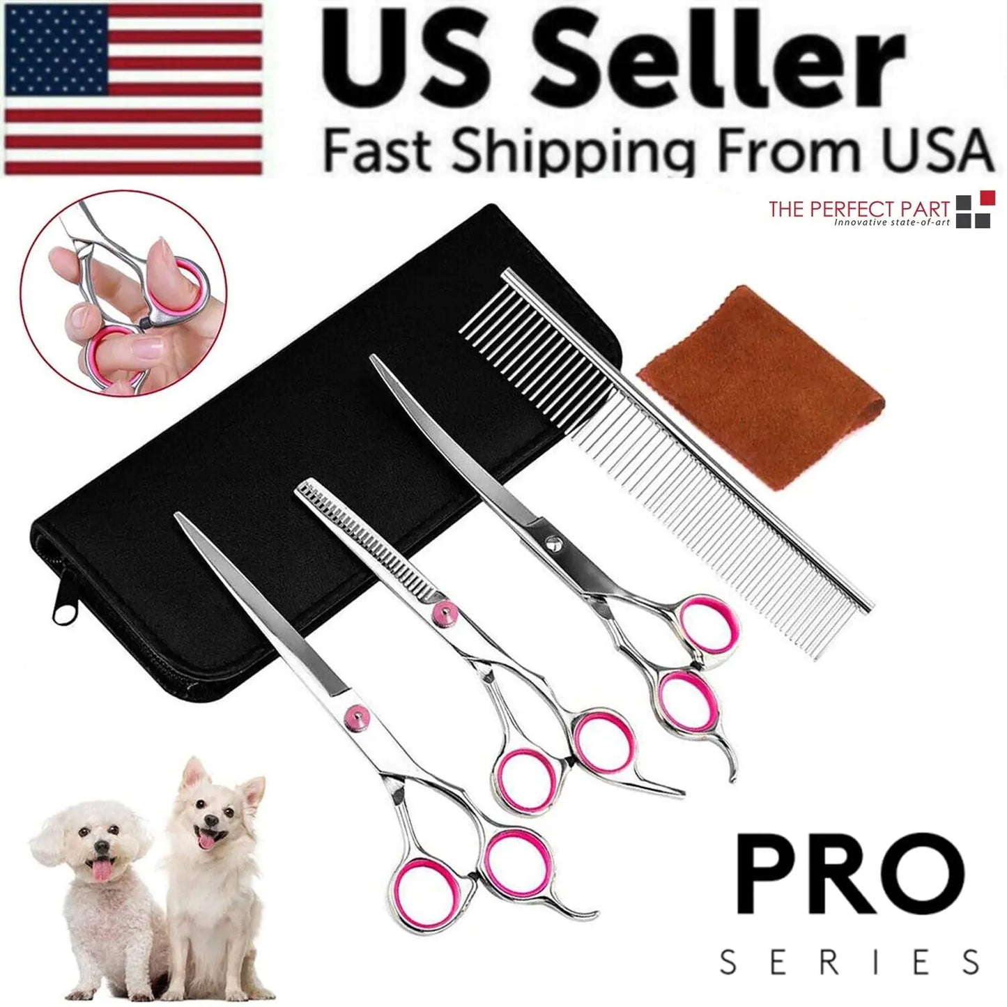 Dog & Cat Grooming Scissors Set | 7-Piece Pet Grooming Kit