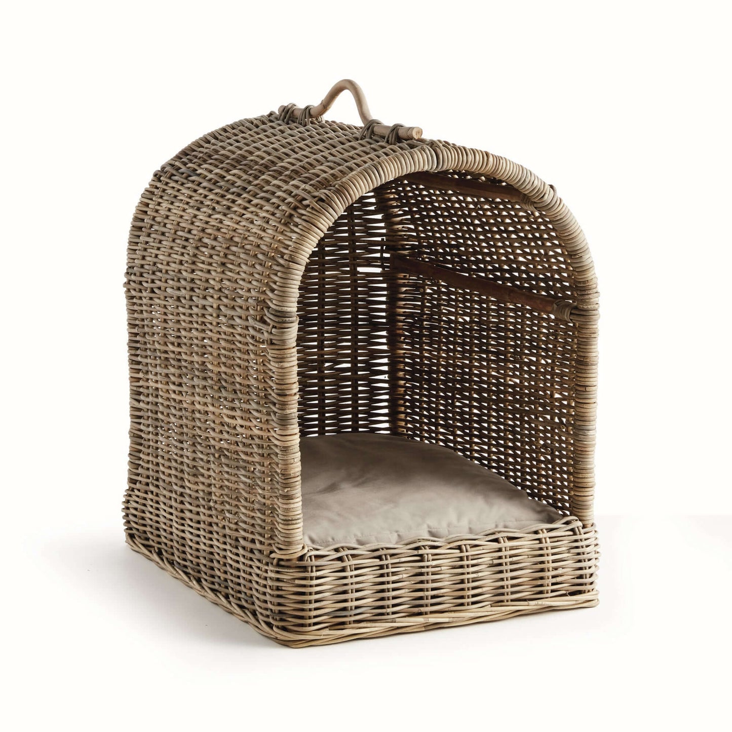Handwoven Rattan Dog Bed with Canopy – Luxury Pet Sanctuary