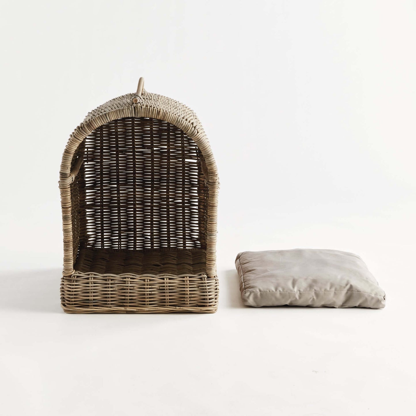 Handwoven Rattan Dog Bed with Canopy – Luxury Pet Sanctuary