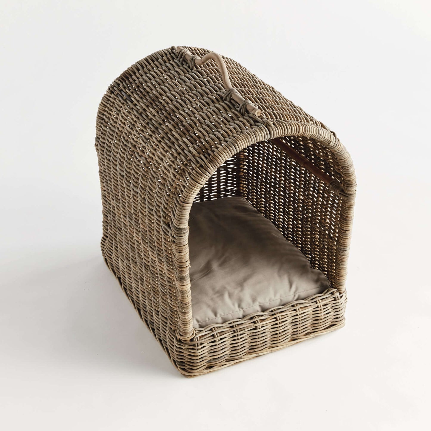 Handwoven Rattan Dog Bed with Canopy – Luxury Pet Sanctuary