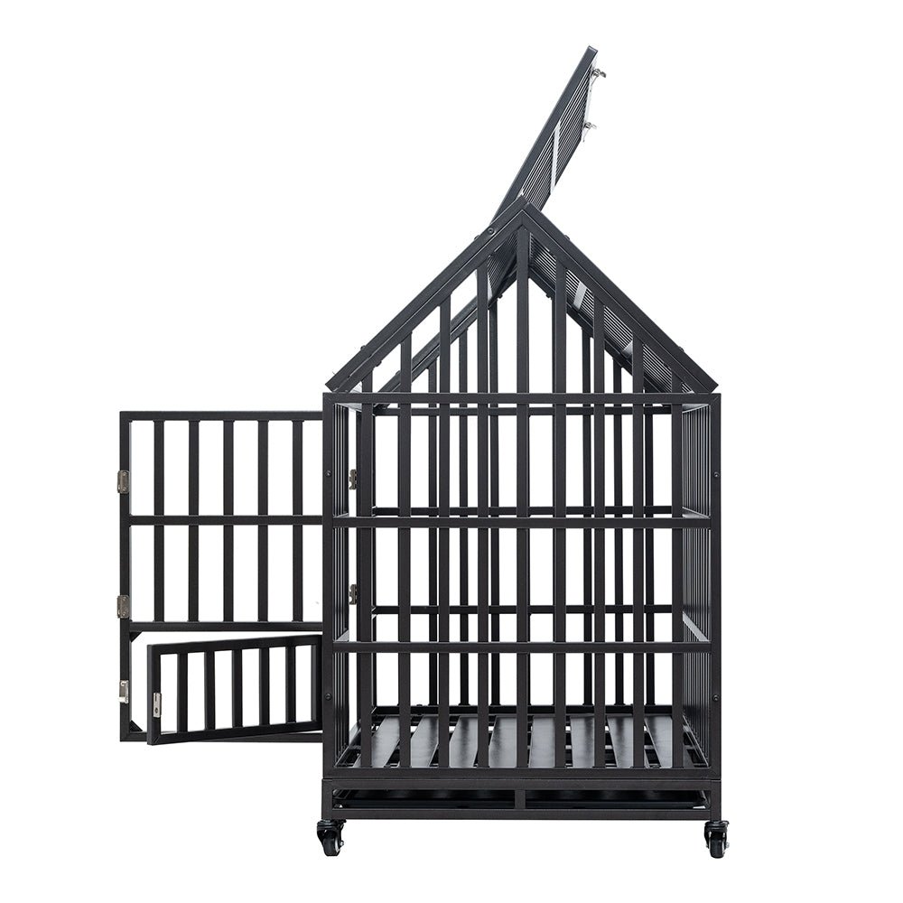 48 Inch Heavy Duty Dog Crate | Carbon Steel Pet Kennel on Wheels