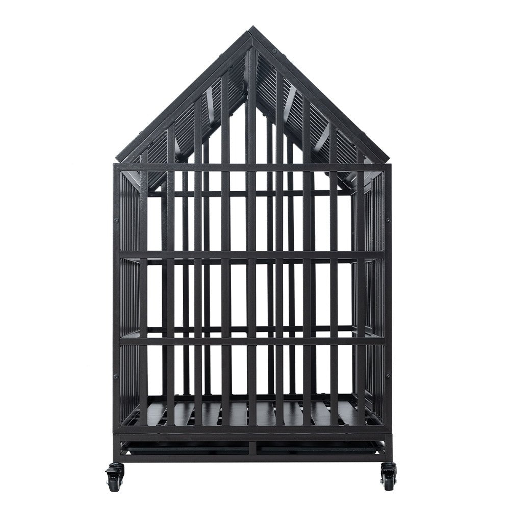 48 Inch Heavy Duty Dog Crate | Carbon Steel Pet Kennel on Wheels