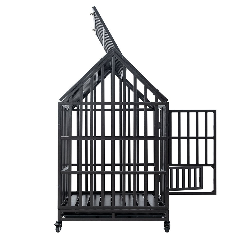 48 Inch Heavy Duty Dog Crate | Carbon Steel Pet Kennel on Wheels
