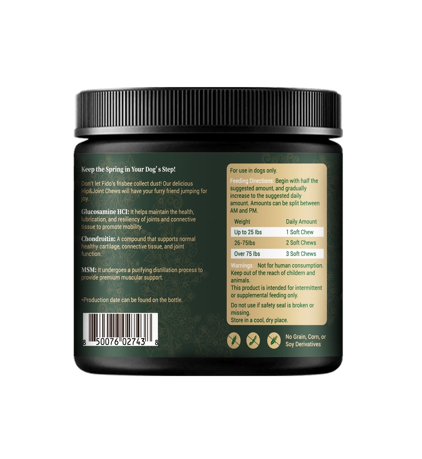 Hip & Joint Supplement for Dogs – Glucosamine and Chondroitin Dog Joint Support Chews