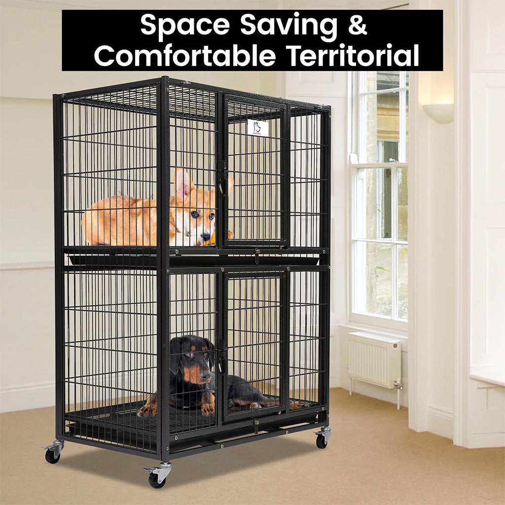 31 Inch Two Tier Dog Crate | Double Decker Steel Pet Kennel