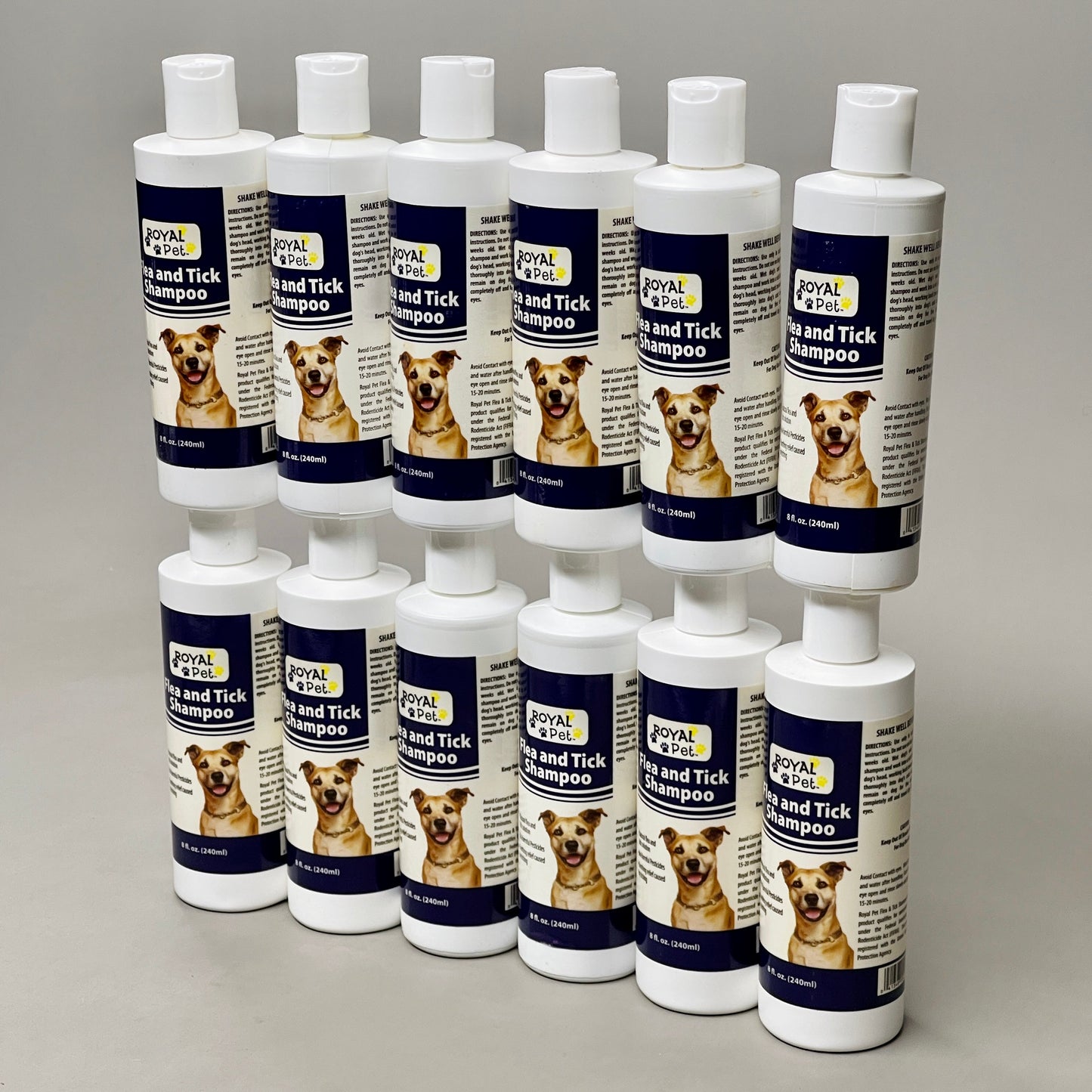 Royal Pet Natural Flea and Tick Shampoo for Dogs 12-Pack | Made in USA | 8 oz