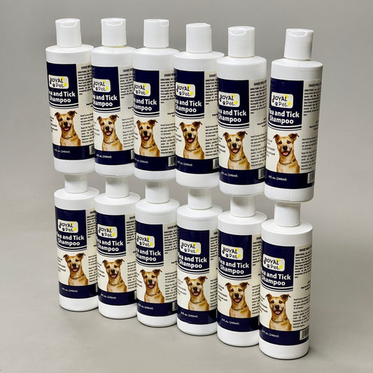 Royal Pet Natural Flea and Tick Shampoo for Dogs 12-Pack | Made in USA | 8 oz