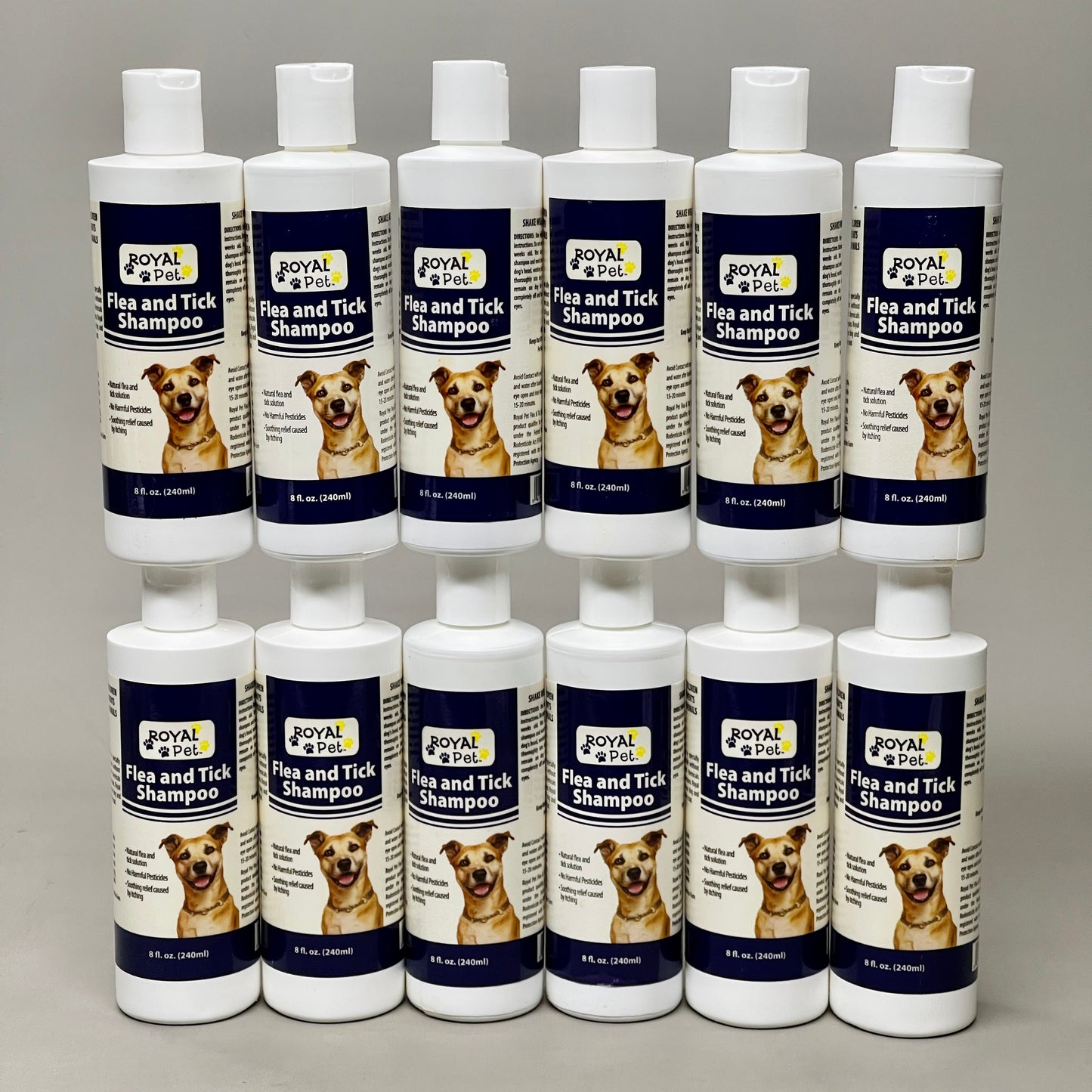 Royal Pet Natural Flea and Tick Shampoo for Dogs 12-Pack | Made in USA | 8 oz