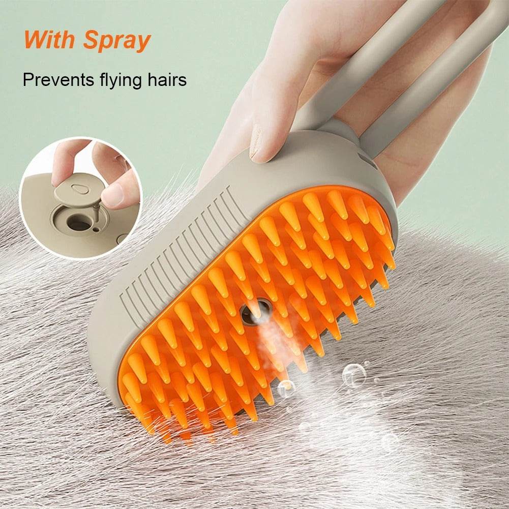 Steam Pet Brush for Dogs & Cats – 3-in-1 Electric Grooming Brush Hair