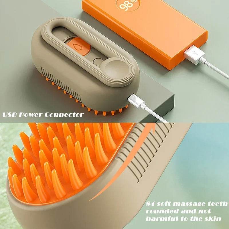 Steam Pet Brush for Dogs & Cats – 3-in-1 Electric Grooming Brush Hair