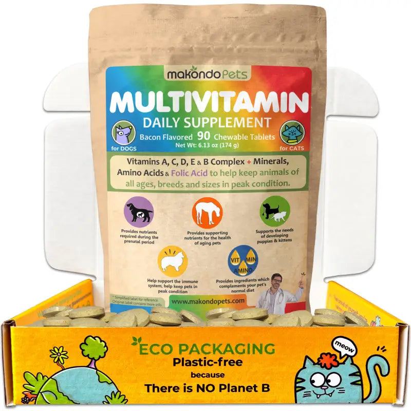 Makondo Pets Daily Multivitamin for Dogs and Cats: Prenatal, Puppy, and Senior Care | 120 Count