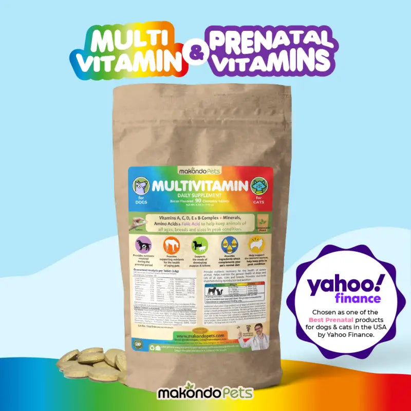 Makondo Pets Daily Multivitamin for Dogs and Cats: Prenatal, Puppy, and Senior Care | 120 Count