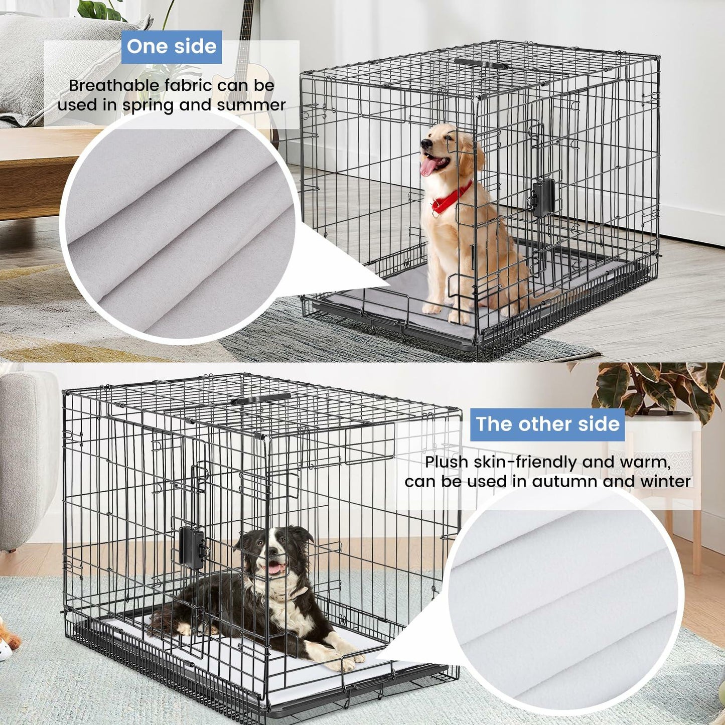 Dog Crate Pan Cover | 30 Inch Reversible Fleece Tray Liner