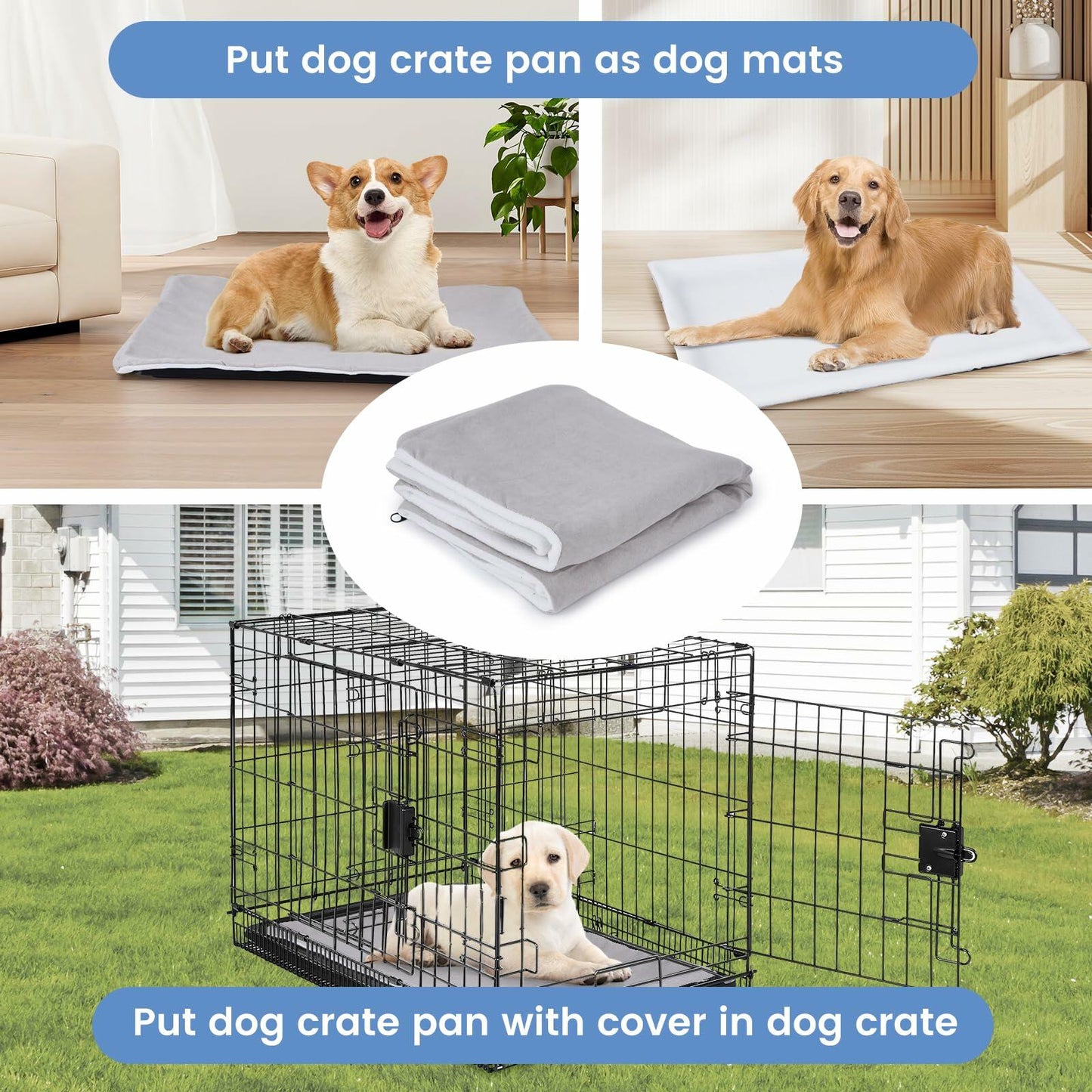 Dog Crate Pan Cover | 30 Inch Reversible Fleece Tray Liner