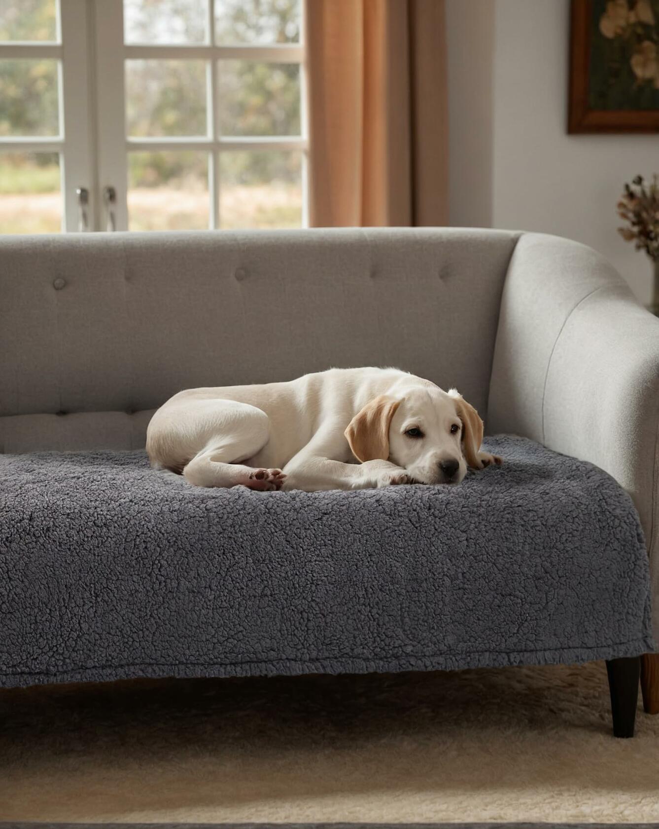 Waterproof Dog Blanket | Reversible Furniture Pet Protector | 52x82 Grey