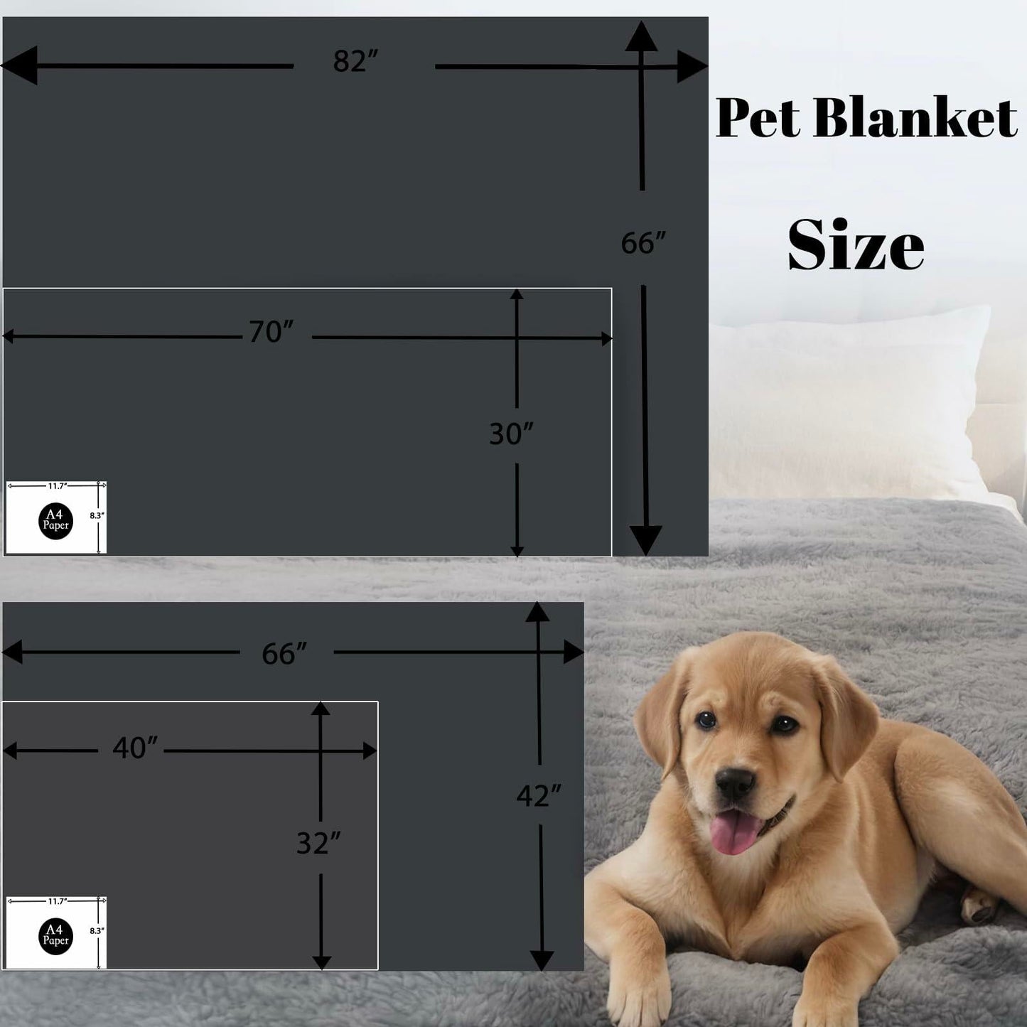 Waterproof Dog Blanket | Reversible Furniture Pet Protector | 52x82 Grey