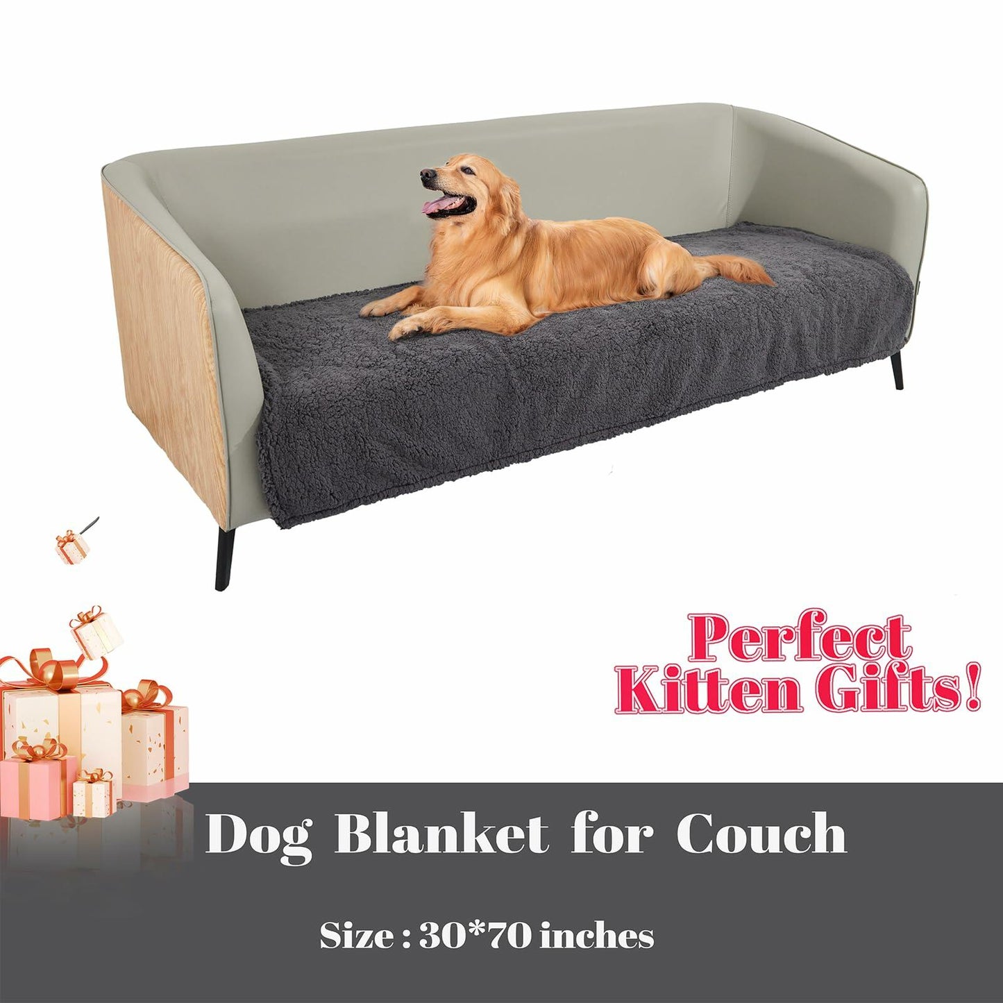 Waterproof Dog Blanket | Reversible Furniture Pet Protector | 52x82 Grey