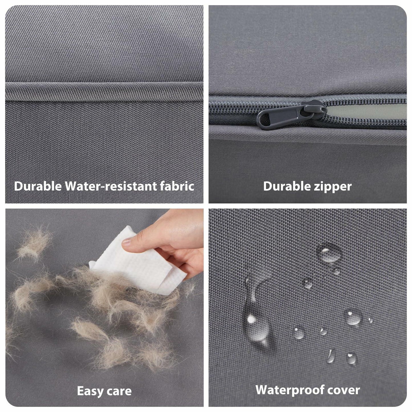Grey Waterproof Dog Bed | Orthopedic Egg Pet Crate Mat