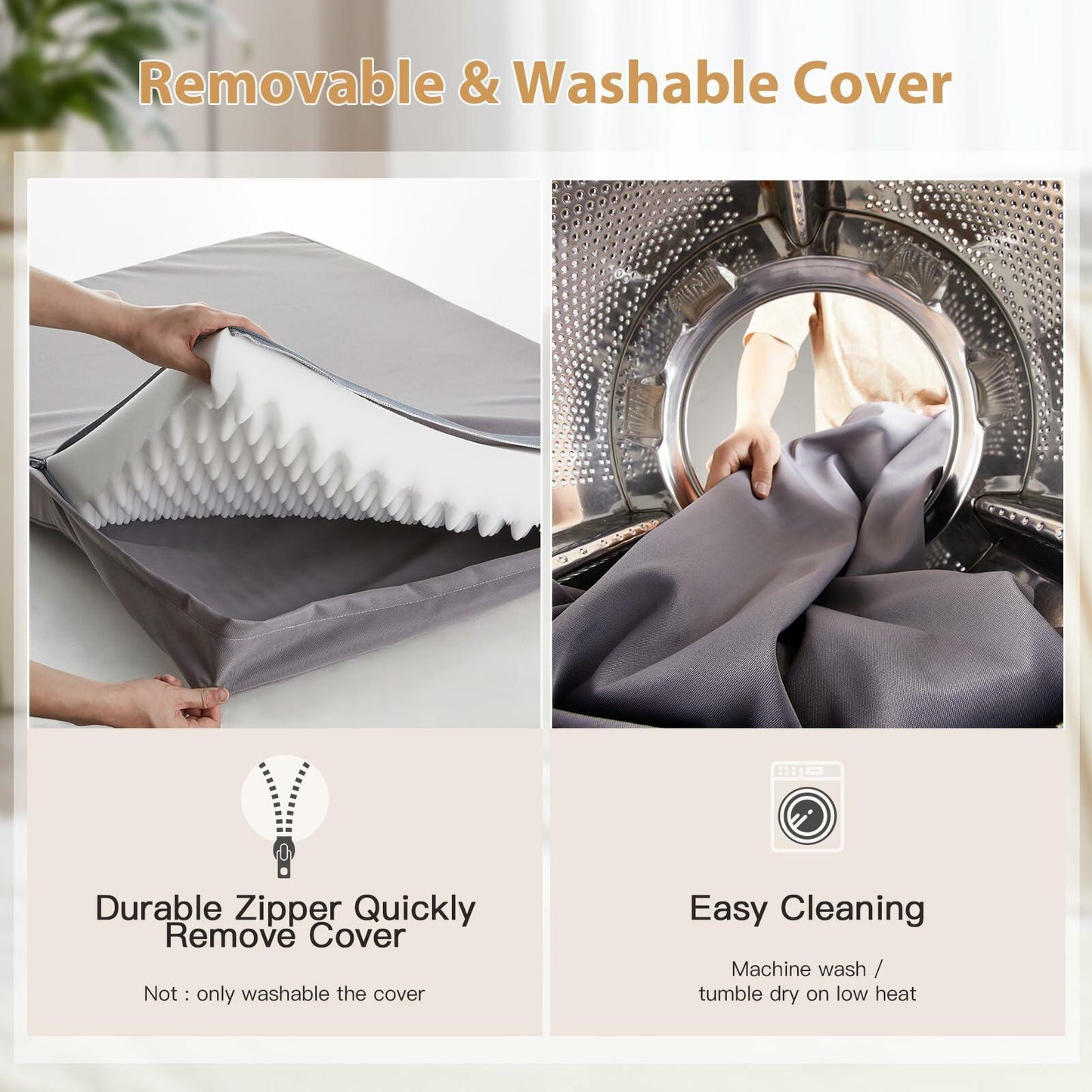 Grey Waterproof Dog Bed | Orthopedic Egg Pet Crate Mat