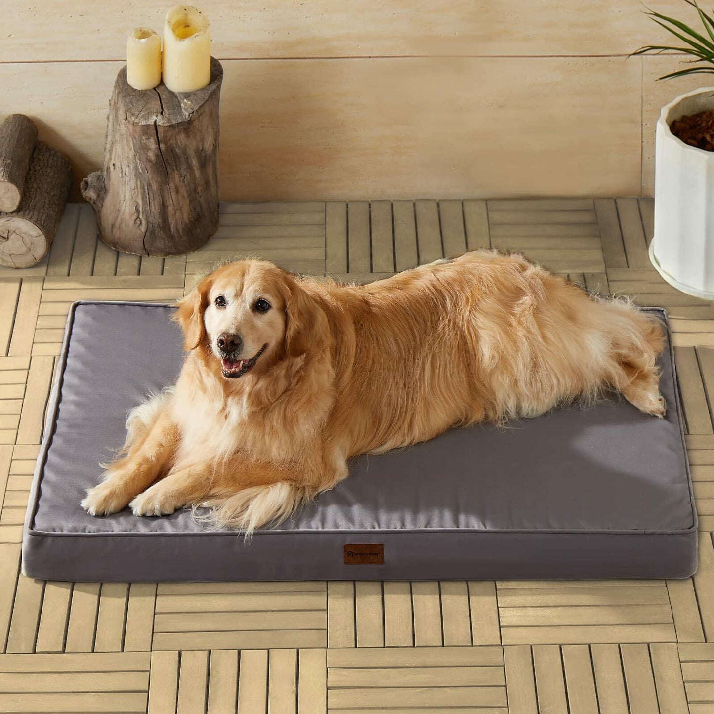 Grey Waterproof Dog Bed | Orthopedic Egg Pet Crate Mat