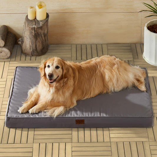 Grey Waterproof Dog Bed | Orthopedic Egg Pet Crate Mat